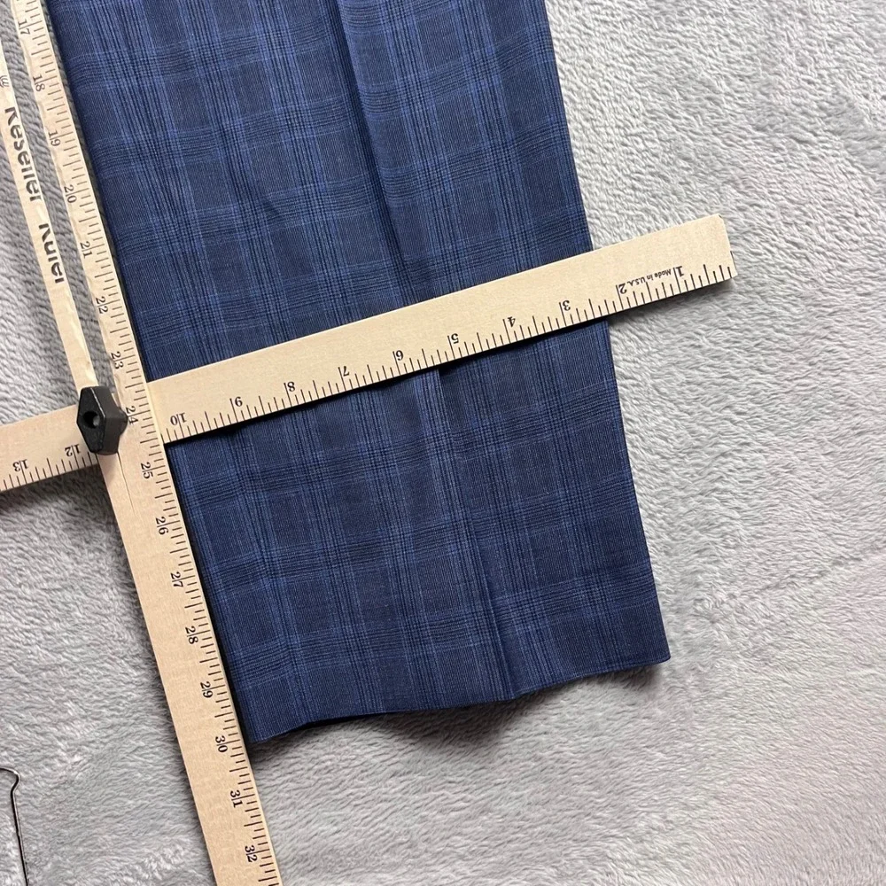 Banana Republic Slim Fit Suit 44R 35x30 Blue Plaid Marlane Italian Wool Mens